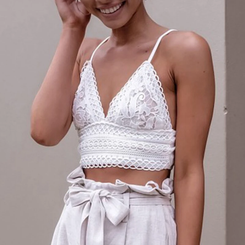Белый кружевной вязаный Топ Camisole Cami для женщин, летний топ с открытой спиной и бантом, женская уличная мода, укороченный топ