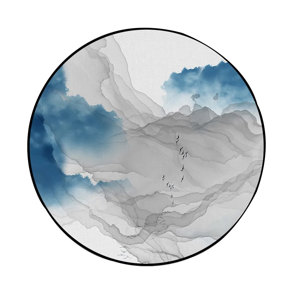 

Abstract Blue Mountain Ink Painting Printed Soft Fabric Round Floor Mat Carpet Abstract bluemountain Blues Carpet Fabric