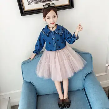 

Girls western Style spring 2pcs Sets 2020 New Arrival stylish Korean children's fashion denim Shirt + Skirt Kids Sets 110-160cm