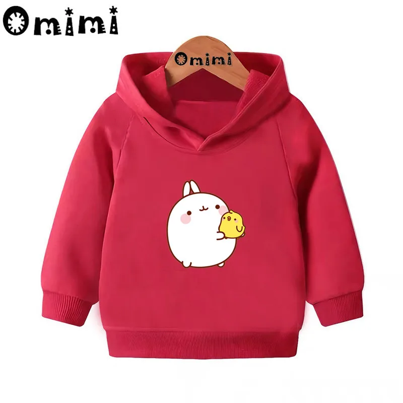 Детские толстовки с героями мультфильмов Molang and Piupiu; детские толстовки с капюшоном; крутой пуловер для малышей; топы для девочек и мальчиков; осенняя одежда; KMT5217