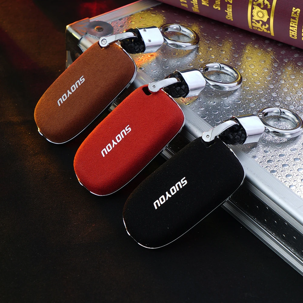 

New Suede Leather car key case cover key Ring For JEEP Grand Cherokee Dodge JCUV dart Journey 300C Fiat key Holder Protector