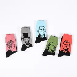 1 Pair Cartoon Gentleman Character Men's Socks Cotton Harajuku Skateboard Socks Winter Warm Novelty Breathable Sox Christmas Gif