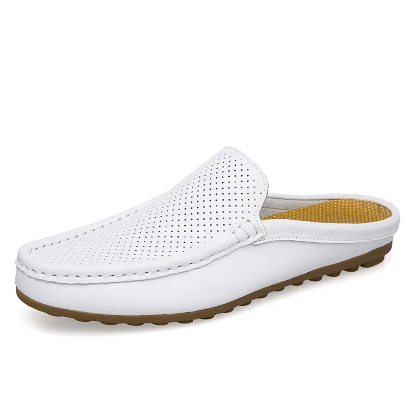 white shoes men KOZLOV/летние мужские полуботинки; повседневные Роскошные Брендовые мужские лоферы из натуральной кожи; дышащая обувь с перфорацией; слипоны; мокасины; Skor - Цвет: white shoes men