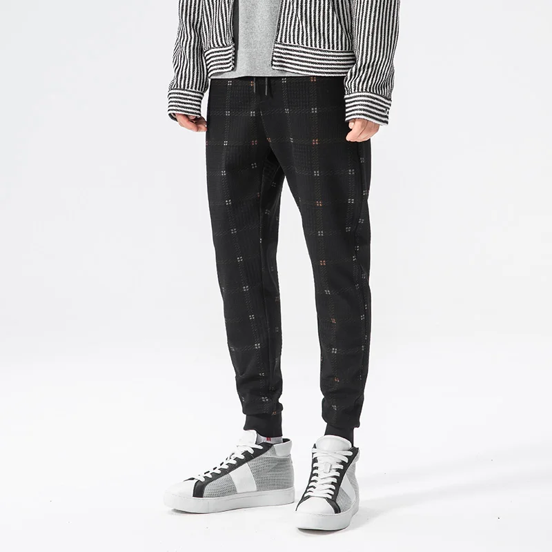 SingleRoad Harem Pants Men Hip Hop Joggers Black Mens Pencil Pants Lattice Streetwear Casual Drawstring Slim Male Trousers