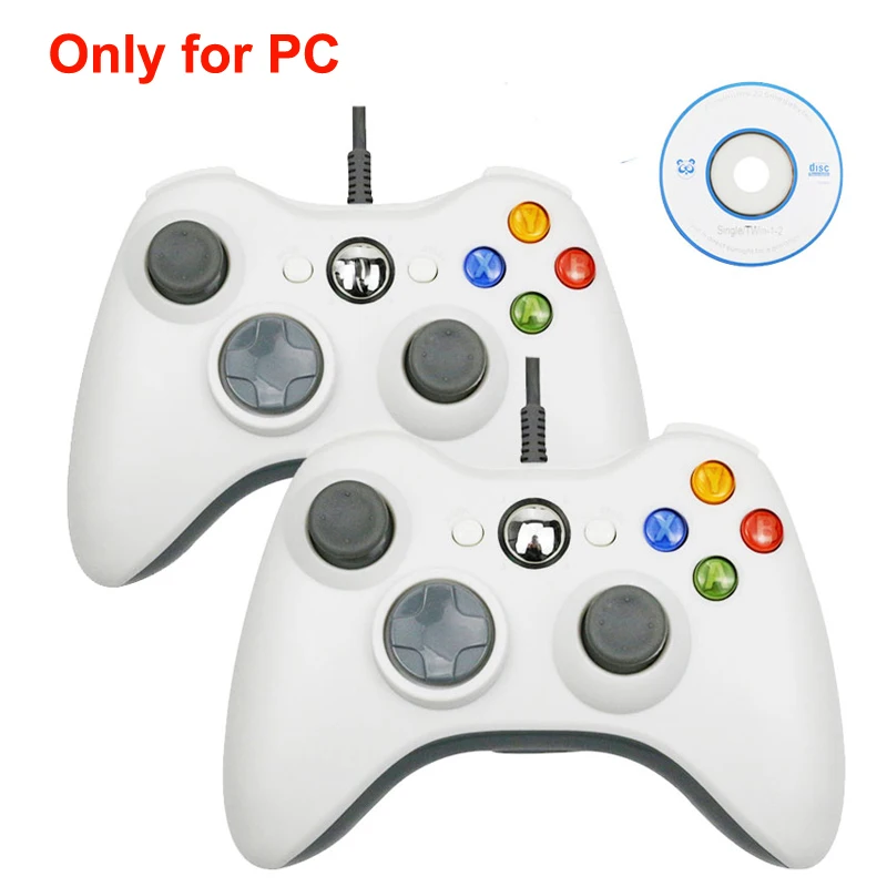 2 Pcs White for pc USB проводной Вибрационный геймпад джойстик для ПК игровой контроллер для Windows 7/8/10 не для Xbox 360 джойстика с высоким качеством - Цвет: 2 Pcs White for pc