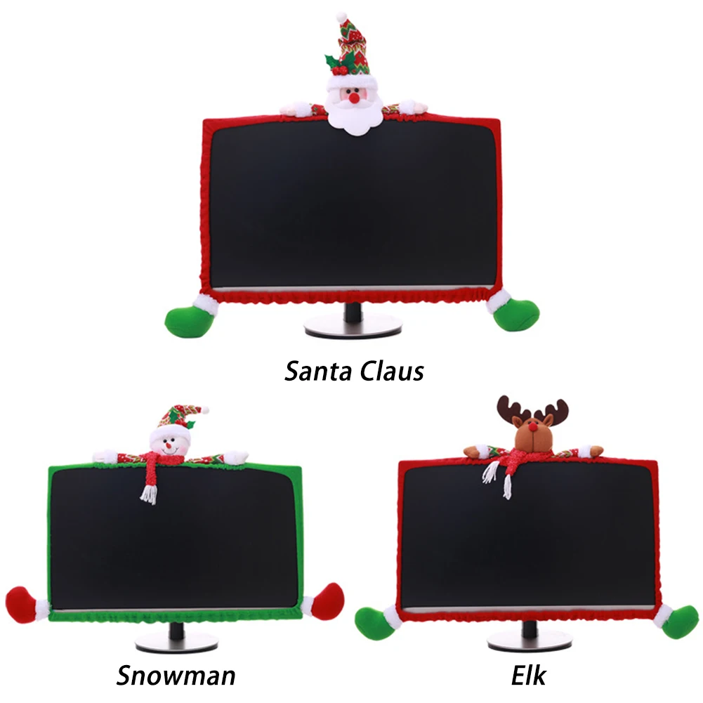 Рождественские украшения, компьютерный домашний декор, аксессуары для монитора, покрытие в стиле Санта-Клауса, снеговик, экранная граница для 19-27 дюймов