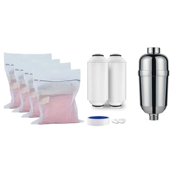 

4 Pcs Large Mesh Laundry Bag with Washing Bags & 1 Set Shower Filter, 8 Stage Shower Head Filter Shower Head Filter