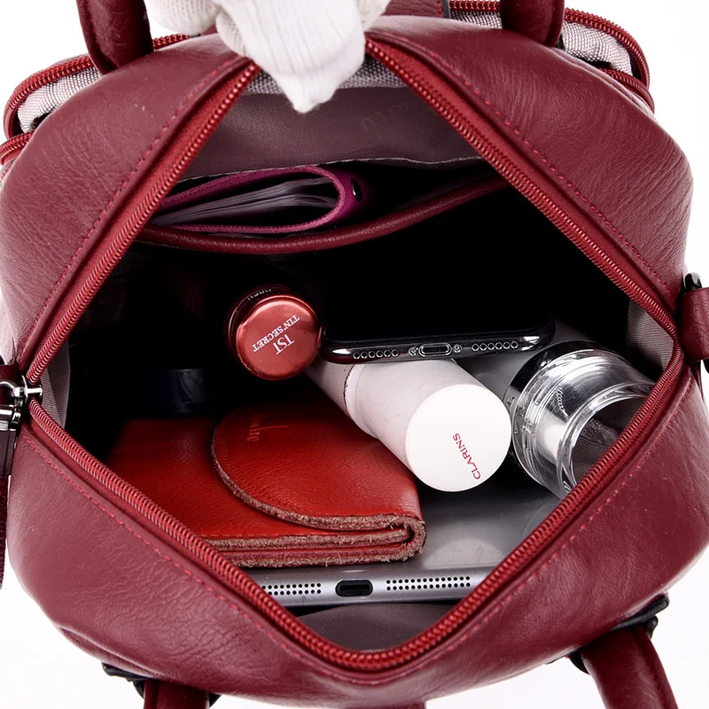 Женский металлический кожаный рюкзак женский рюкзак Mochila Feminina Повседневная многофункциональная женская сумка на плечо Sac A Dos дорожная сумка