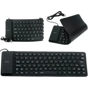 

Portable Foldable Silicone PC Keyboard Flexible Soft USB Black Mini Folding