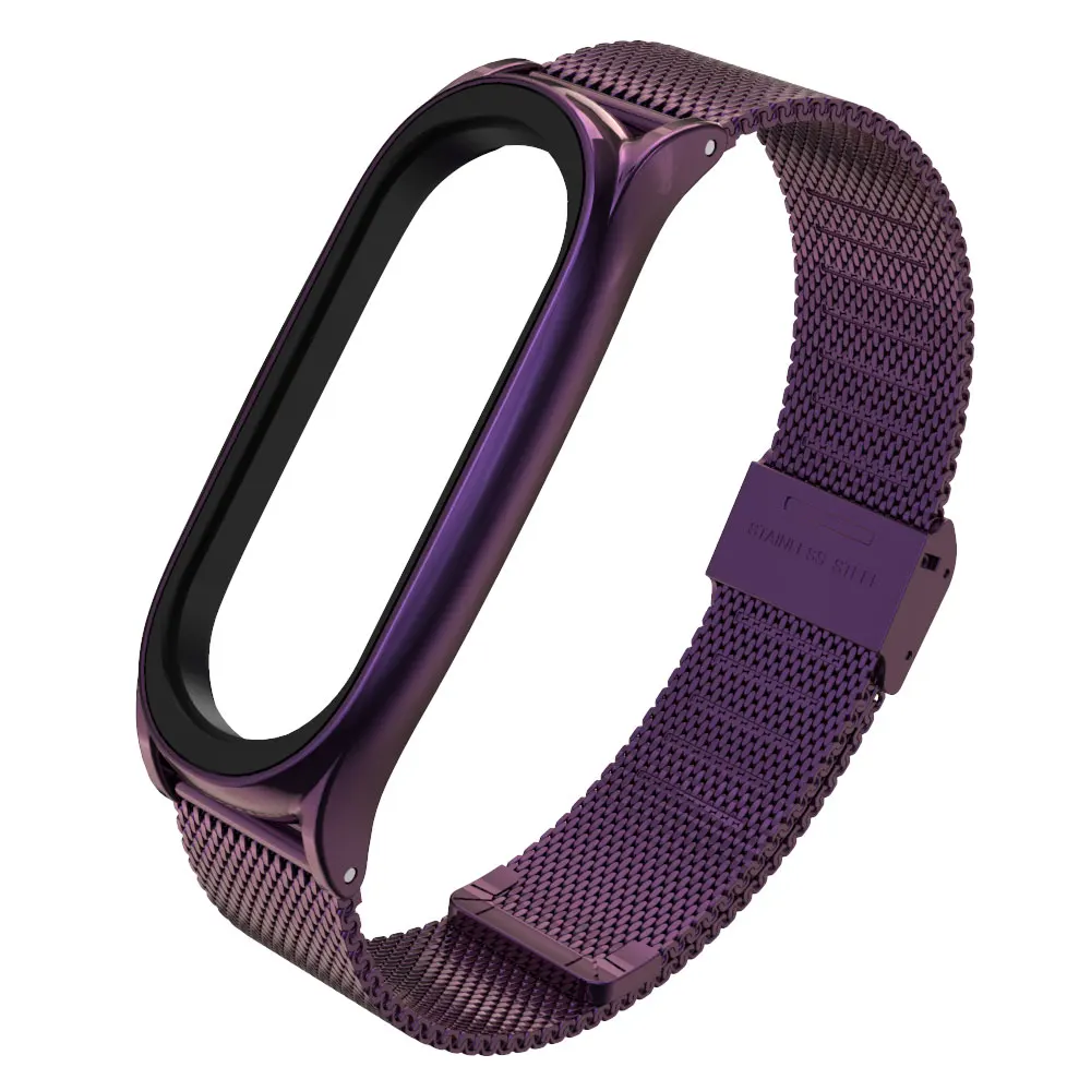 purple Браслет для Xiaomi mi, 4 ремешка, браслет mi Band 4 Wris, металлический браслет из нержавеющей стали, mi Band 3, браслет Correa mi Band 3 - Цвет: purple