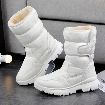 

RIBETRINI New Arrivals Chic Waterproof winter boots Boots Women Keep Warm Plush hook&loop Snow Boot Footwear