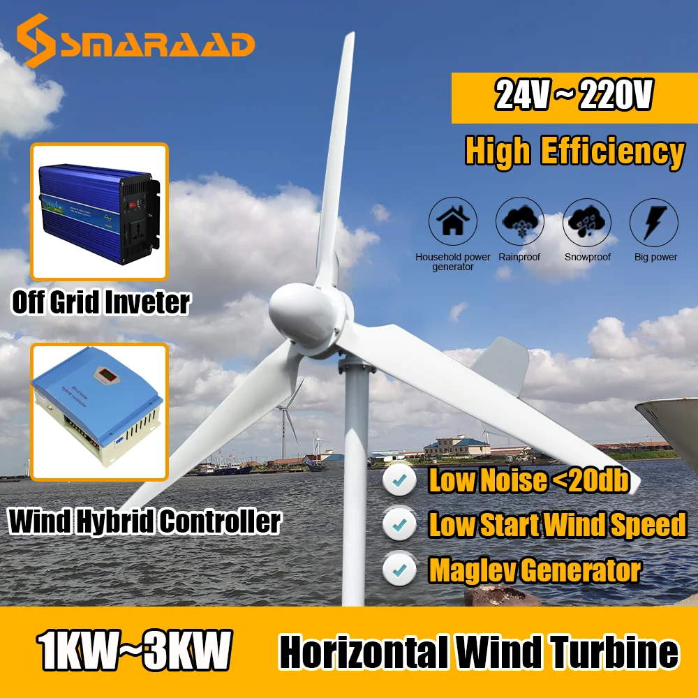 5000 W Gerador De Turbina Eólica Horizontal 96 V 220 V 380 V 5kw Geração De  Energia Eólica Moinho De Vento Uso Doméstico De Alta