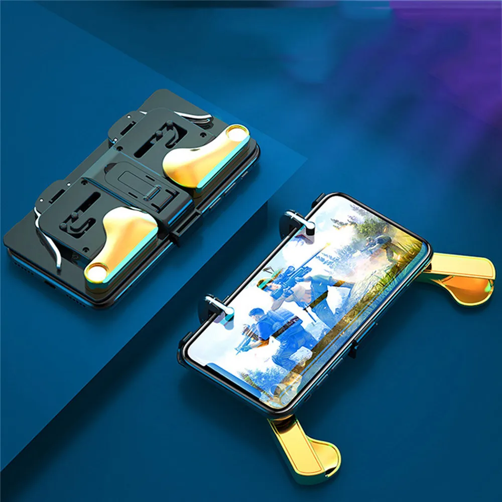 Для Call of Duty COD Mobile PUBG контроллер L1R1 геймпад джойстик триггер Кнопка огня для IOS Android Смартфон жесткий чехол - Цвет: Золото