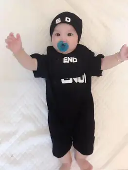 

2020 Girls Boys Baby Black Romper Newborn Cotton Letter printed romper Boys Clothing Jumpsuits