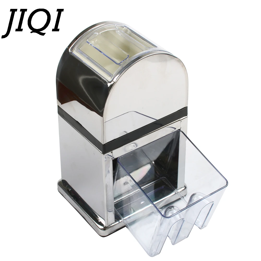 Koop JIQI Roestvrij Staal Handmatige Ice Crusher Mini Ice scheerapparaat Chopper Handleiding Sneeuw Cone Smoothie Maker Ice Blok Breken slush Machine