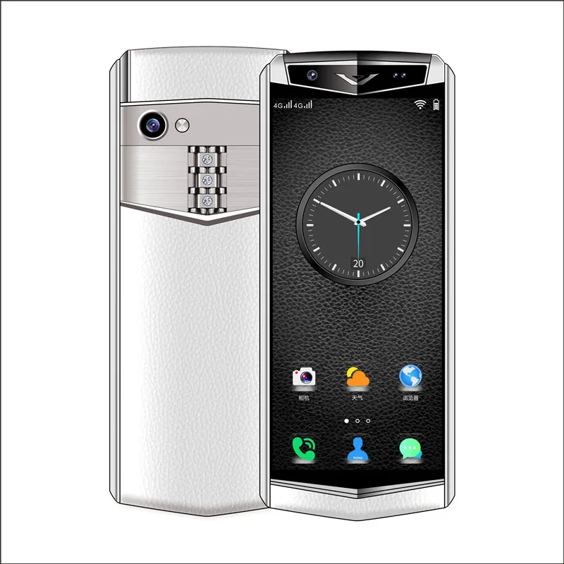 Full White M17 Celular смартфон Android 8,1 металлический кожаный корпус лицо ID Мини Роскошные сотовые телефоны Dual Sim 3g ram 32ROM 4G LTE смартфон - Цвет: Full White