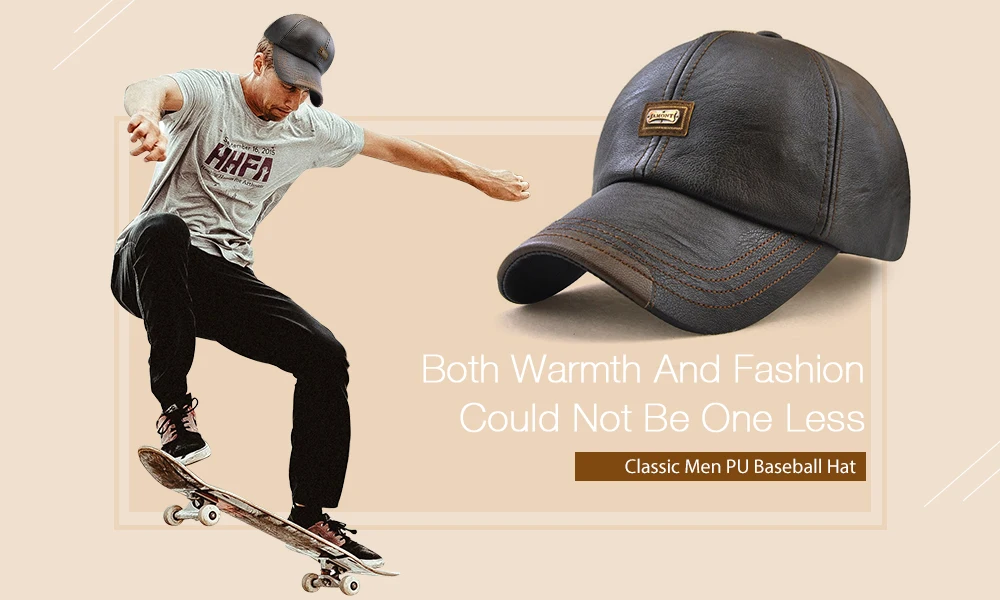 JAMONT Versatile Men Leather Baseball Cap