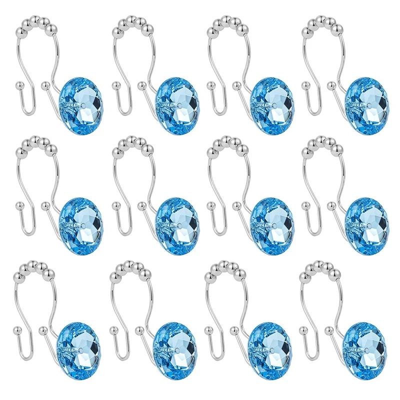 

Shower Curtain Hook Ring,Acrylic Double Shower Curtain Ring Stainless Steel Rust Double Sliding Shower Hook Shower Rod Curtain a