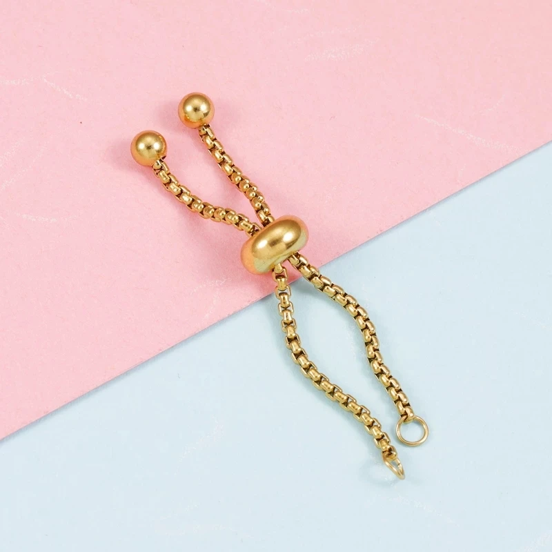 Adjustable Stainless Steel Box Chain Slider Extender Chain For DIY Making Bracelets Ring wholesale 10pcs
