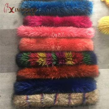 

Natural Jacket Fur Collar Real Fur Scarf Winter Coat For Women Thick Warm Shawl Raccoon Fur Collar Scarves Warmer Neck.