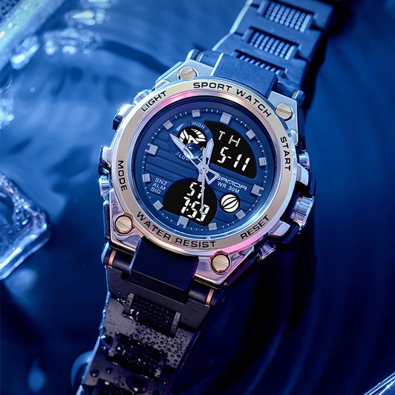 Часы наручные Sanda мужские водонепроницаемые спортивные электронные брендовые с