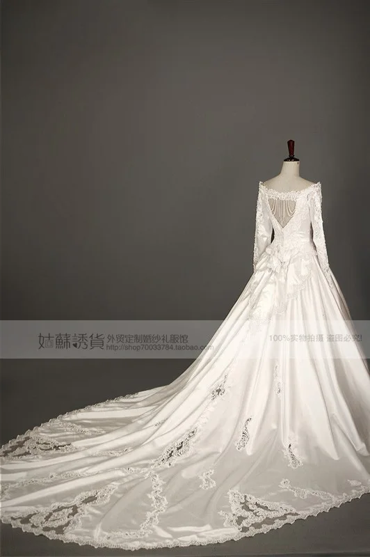 Новое модное роскошное вечернее платье vestido с королевским шлейфом и бусинами, Свадебное бальное платье с длинным рукавом, кружевное платье для матери невесты