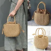 Женская соломенная сумка из ротанга модные пляжные сумки для отдыха женские тканые сумки на плечо ручной работы сумки для женщин маленькие сумки