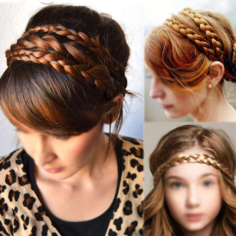 BENEHAIR Synthetic Braided Headbands Fake Hair Plaited Hair Band Braiding Hair Accessories Hair Extension Hairpiece For Women