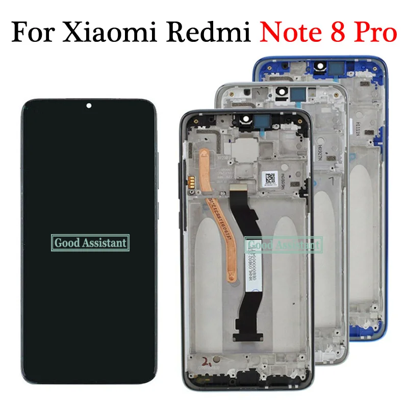 Черный/серебристый/синий/зеленый для Redmi Note 8 Pro Note8 Pro ЖК-дисплей кодирующий преобразователь сенсорного экрана в сборе запасные части с рамкой