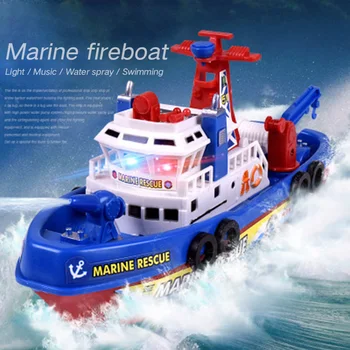 

High Speed Music Light Electric Marine Rescue Fire Fighting Boat Non-Remote Toy Hign Quanlity Drop Shipping for Kids