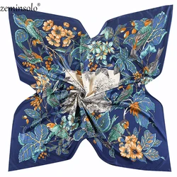 Classic Floral Print Luxury Brand Scarf Bandana Winter Scarves Twill Silk Square Scarf Women Kerchief Shawls Scarves For Ladies