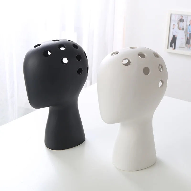 Nordic Style Ceramics Human Head Statue Vase Desktop Ornaments Home Decoration Christmas Decorations | Дом и сад