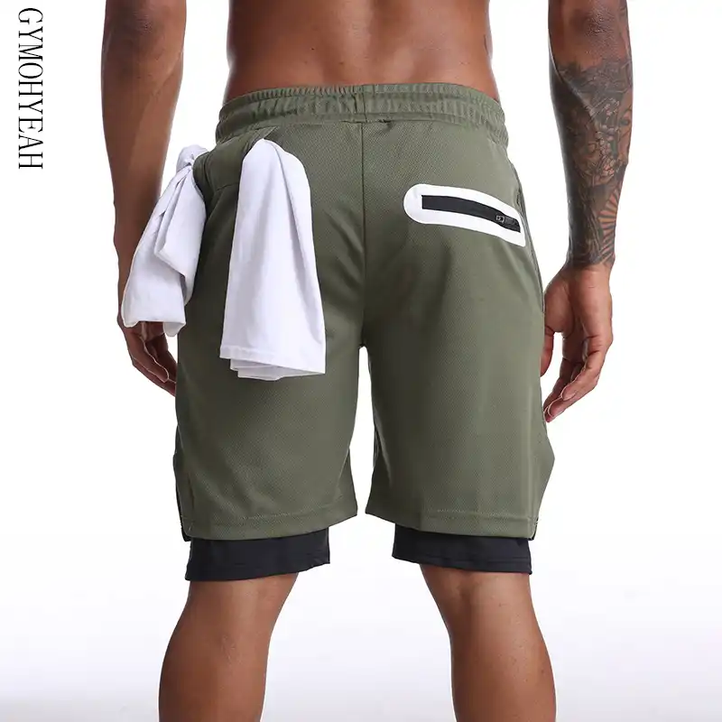Cok Cep Zip Cep Erkekler Joggers Sort Erkek 2 In 1 Kisa Pantolon Spor Salonlari Spor Vucut Gelistirme Egzersiz Hizli Kuru Erkek Plaj Sortu Aliexpress