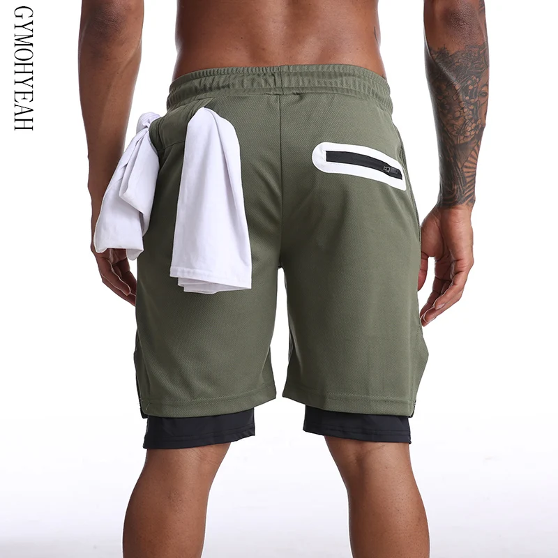 Мужские шорты для бега с карманами на молнии s 2 в 1 Короткие штаны тренажерных