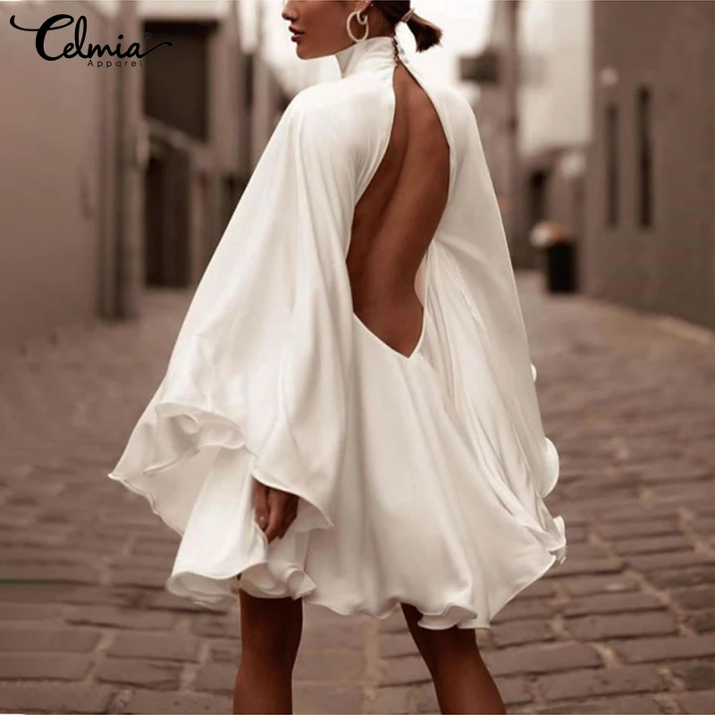 Celmia женское вечернее мини-платье с широким рукавом и воротником-стойкой новинка