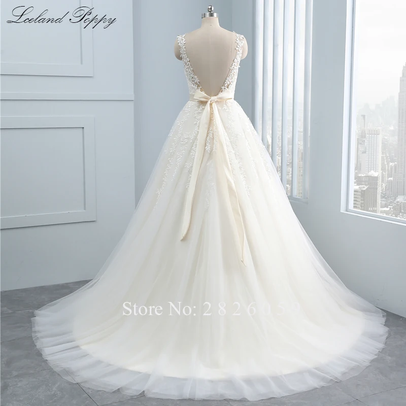 Vestido de Noiva женские трапециевидные Свадебные платья с v-образным вырезом 2019 без рукавов с кружевным орнаментом длиной до пола свадебное