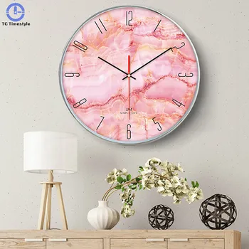 

Nordic Fashion Wall Clock 14 Inches Mute Digital Clock Marble Pattern Bedroom Living Room Luxury Simple Modern Home Decor Silent