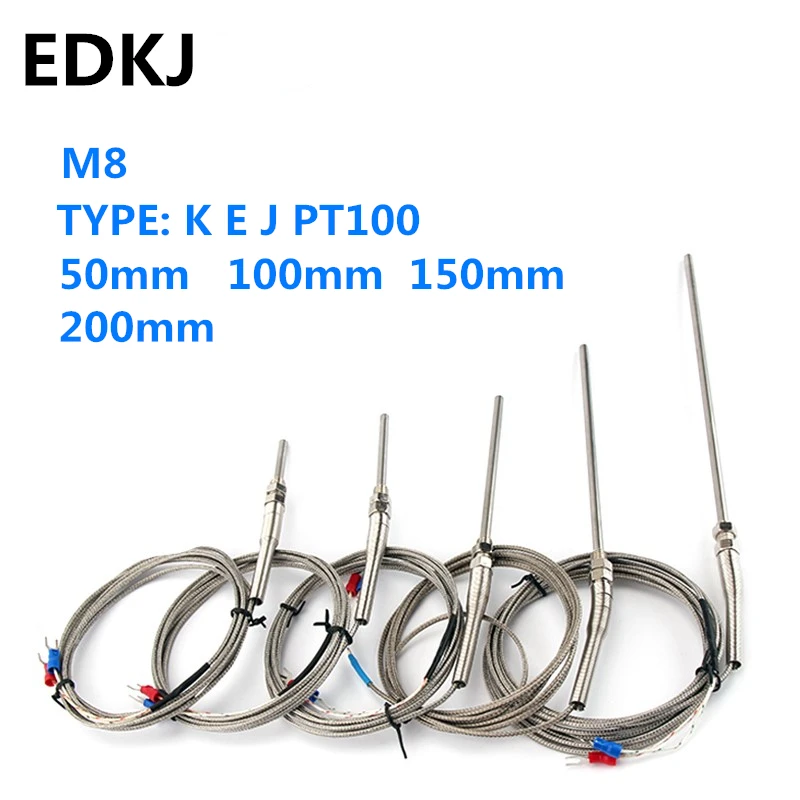 K-Type Thread Cable Temperature Sensor 0-400℃ E J PT100 50mm 150mm 100mm 200mm Probe Screw Thermocouple M8 1m 2m 3m 4m 5m | Инструменты