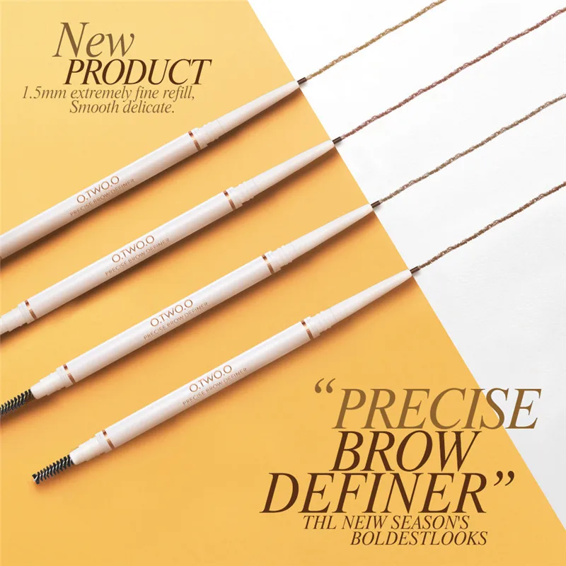 

1pc Long Lasting Double Ended Eyebrow Pencil Waterproof Not Dizzy Extremely Fine Rotatable Silver Pencil Eyebrow Pen TSLM1