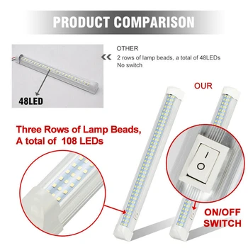 

2X 108 LED Interior Light Bar ON/OFF Switch 12V Strip Light Van Bus Caravan