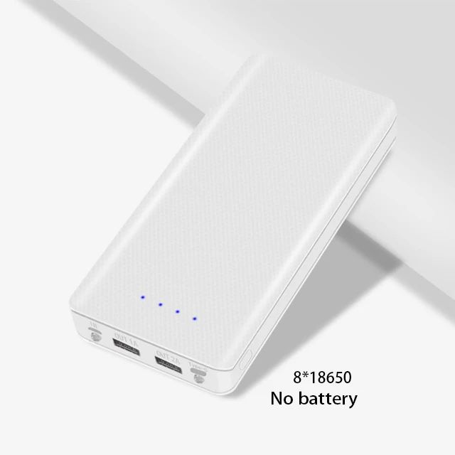 White No Battery Micro type C usb порты DIY Внешний Аккумулятор Чехол 18650 батарея светодиодный светильник зарядка цифровой дисплей внешний аккумулятор комплект частей Внешнее зарядное устройство - Цвет: White No Battery