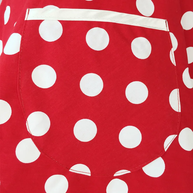 Lovely Sweetheart Red Retro Kitchen Aprons Woman Girl Cotton Polka Dot Cooking Salon Vintage Apron Dress Christmas