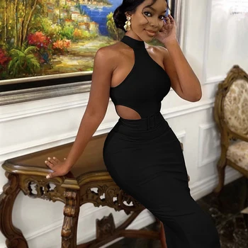 

Robe Bandage Party Club Sexy Women Dresses Tank White Black Belt Sleeveless Evening Celebrity Night Club Casual vestidos