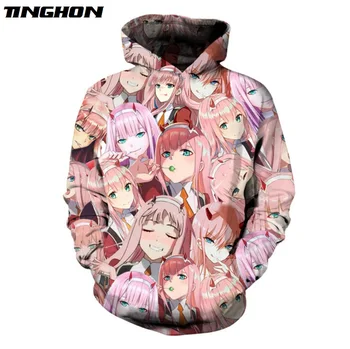 

DARLING In The FRANK Hoodies Hipster Anime Zero Two Hoody Unisex Pink Girls Face Tops Kawaai Cute Pullovers Plus Size XS 6XL 7XL
