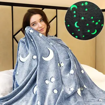 

Bed Throw Blanket Dot Starry Sky Luminous Cotton Blanketsf for Child Adults Home Office Sofa Nap Throw Blankets for Beds Cover