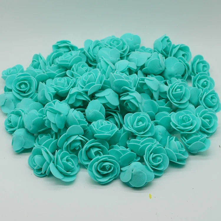 tiffany blue 50 шт./лот, искусственные мини ПЭ пены, голова цветка розы, ручная работа, сделай сам, свадебное украшение для дома, сделай сам, скрапбукинг, искусственные цветы - Цвет: tiffany blue