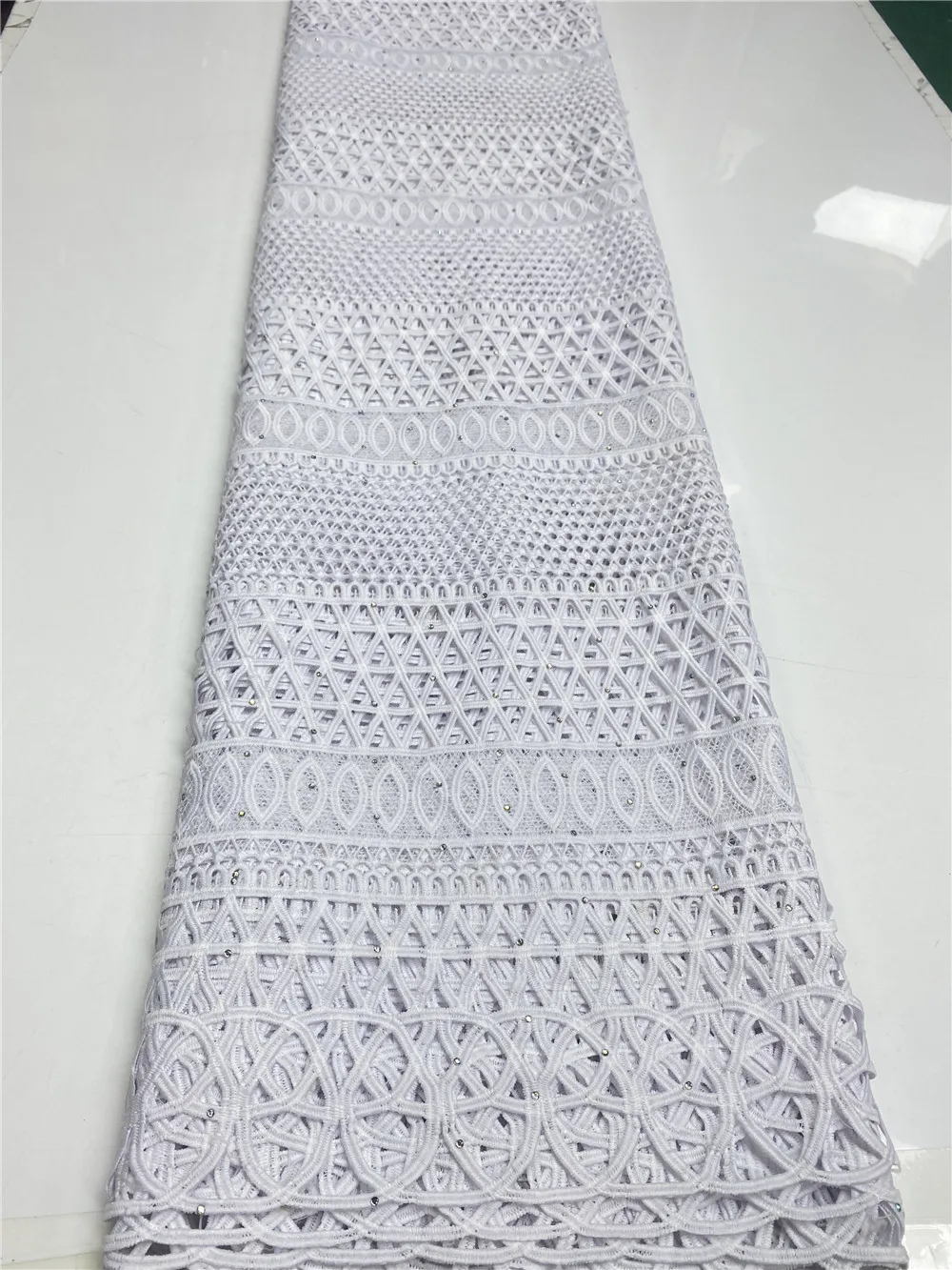 

African Cord Lace Fabric 2020 High Quality Lace French Nigerian Guipure Lace Fabrics For Party Dress In white Sewing YA3576B-1