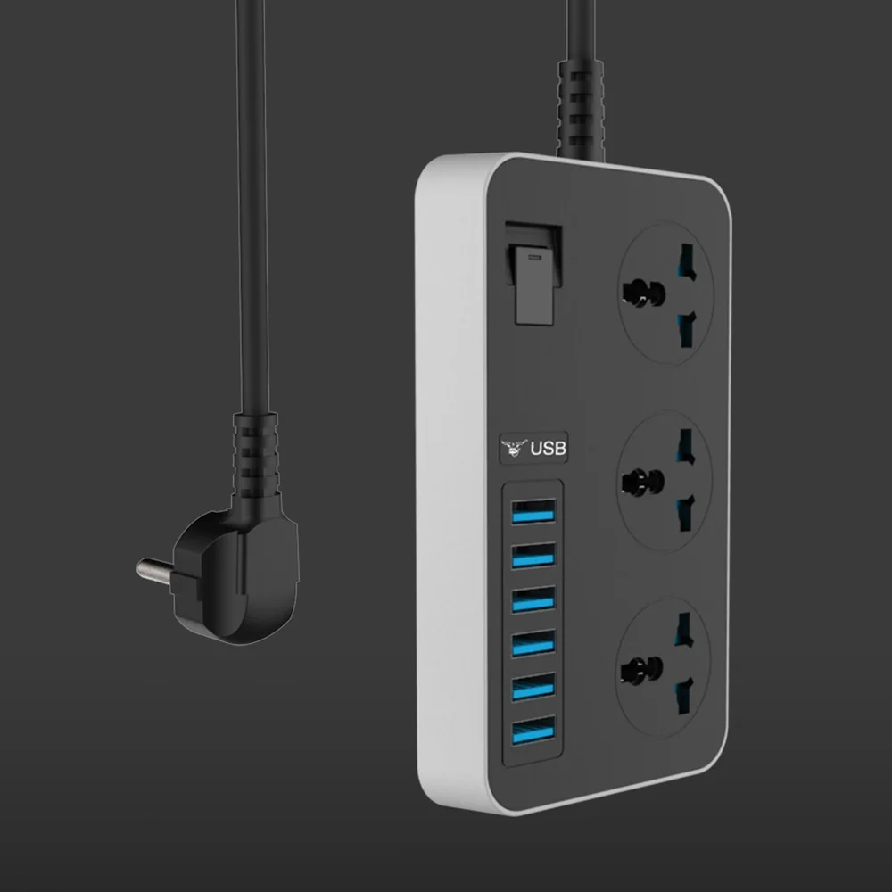 Удлинитель с защитой от перенапряжения умный USB адаптер 3 розетками