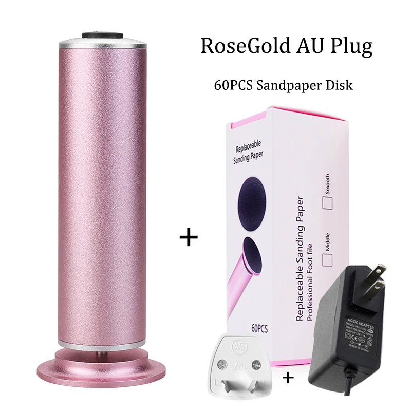 RoseGold AU Plug Электрический педикюрный инструмент для ухода за ногами пилки для педикюра удалитель мозолей перезаряжаемый пилинг пилочка для ног омертвевшая кожа удалитель мозолей - Цвет: RoseGold AU Plug
