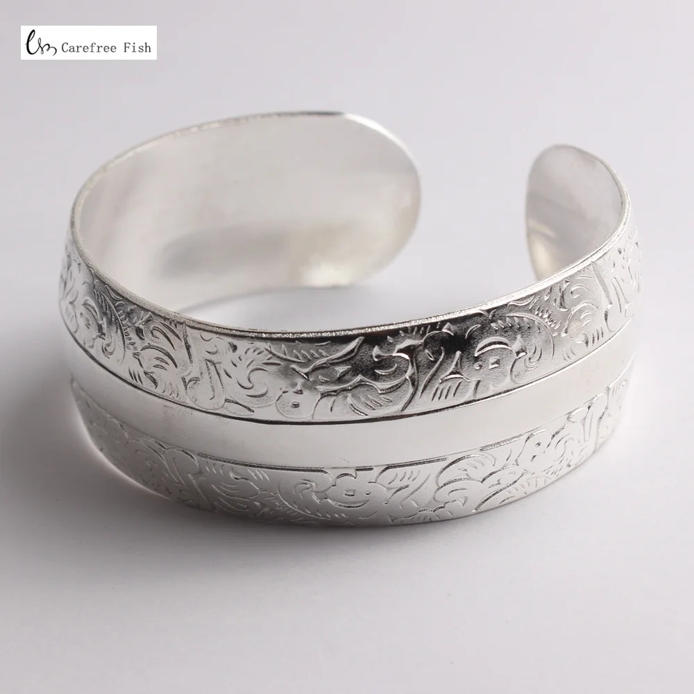 8- silver Цыганский квадратный Цветок Металлический тибетский серебряный винтажный Ретро Модный Браслет-манжета браслет для нее Рождественский подарок - Окраска металла: 8- silver